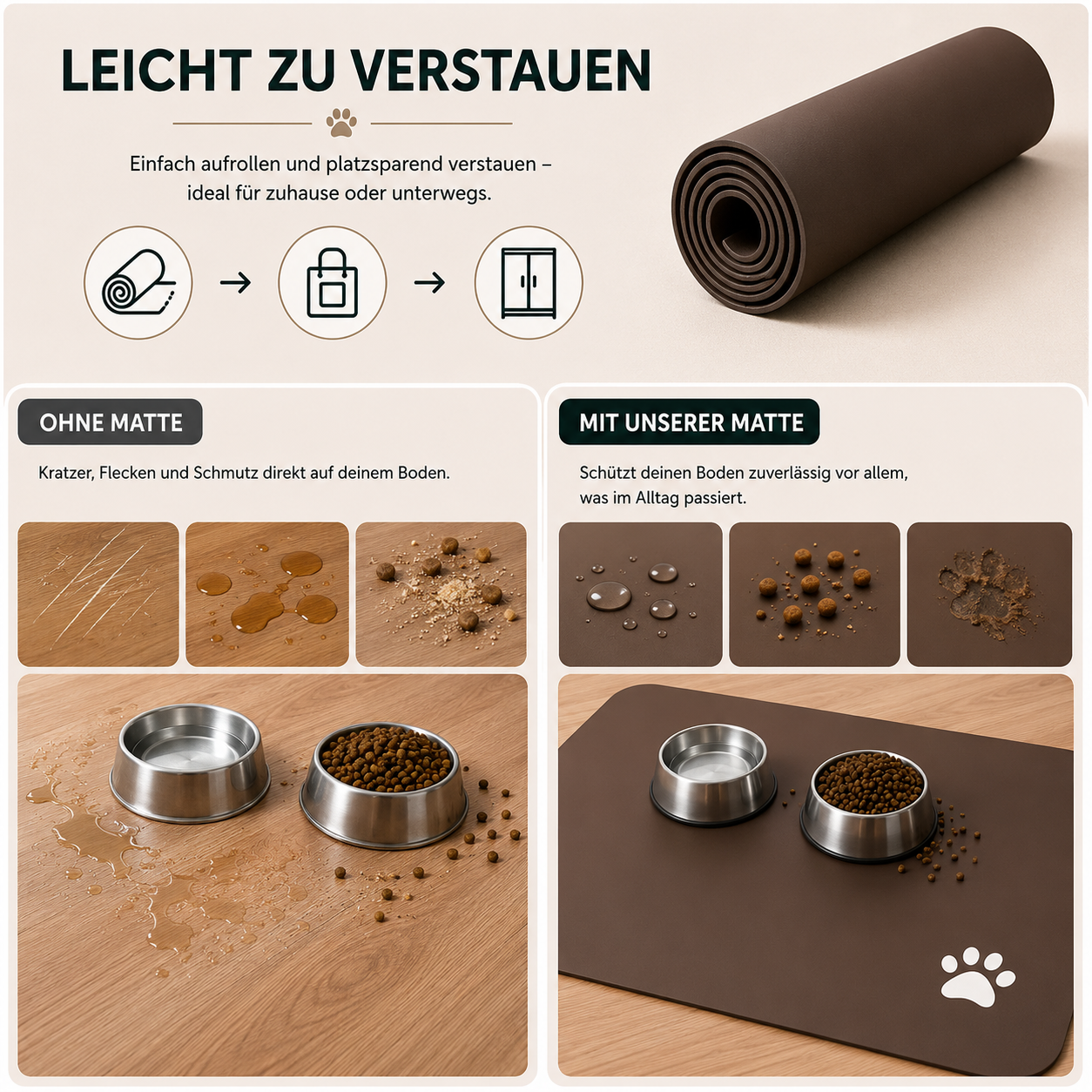 Unterlage für den Hundenapf